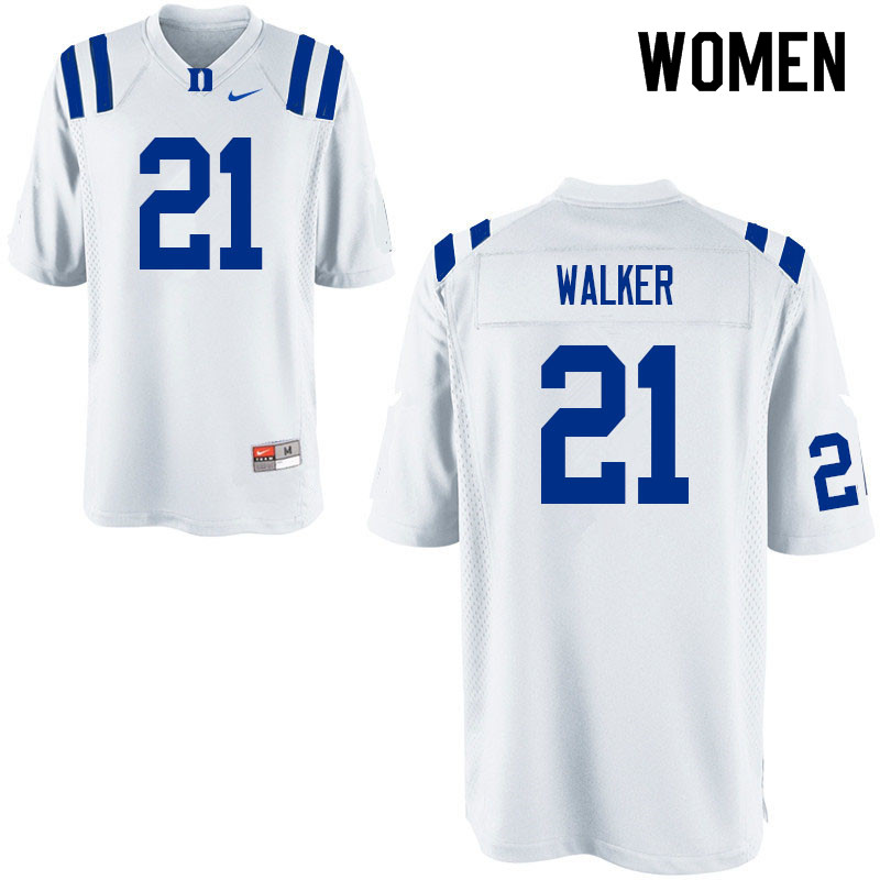 Women #21 Khilan Walker Duke Blue Devils College Football Jerseys Sale-White - Click Image to Close